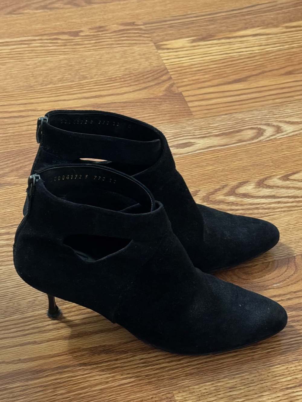 FERRAGMO Black Suede Pointed Toe Ankle Boots